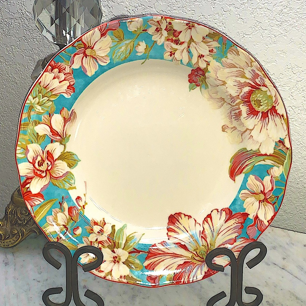 222 FIFTH DINNER PLATE MARLEY TEAL 11 INCH FINE CHINA